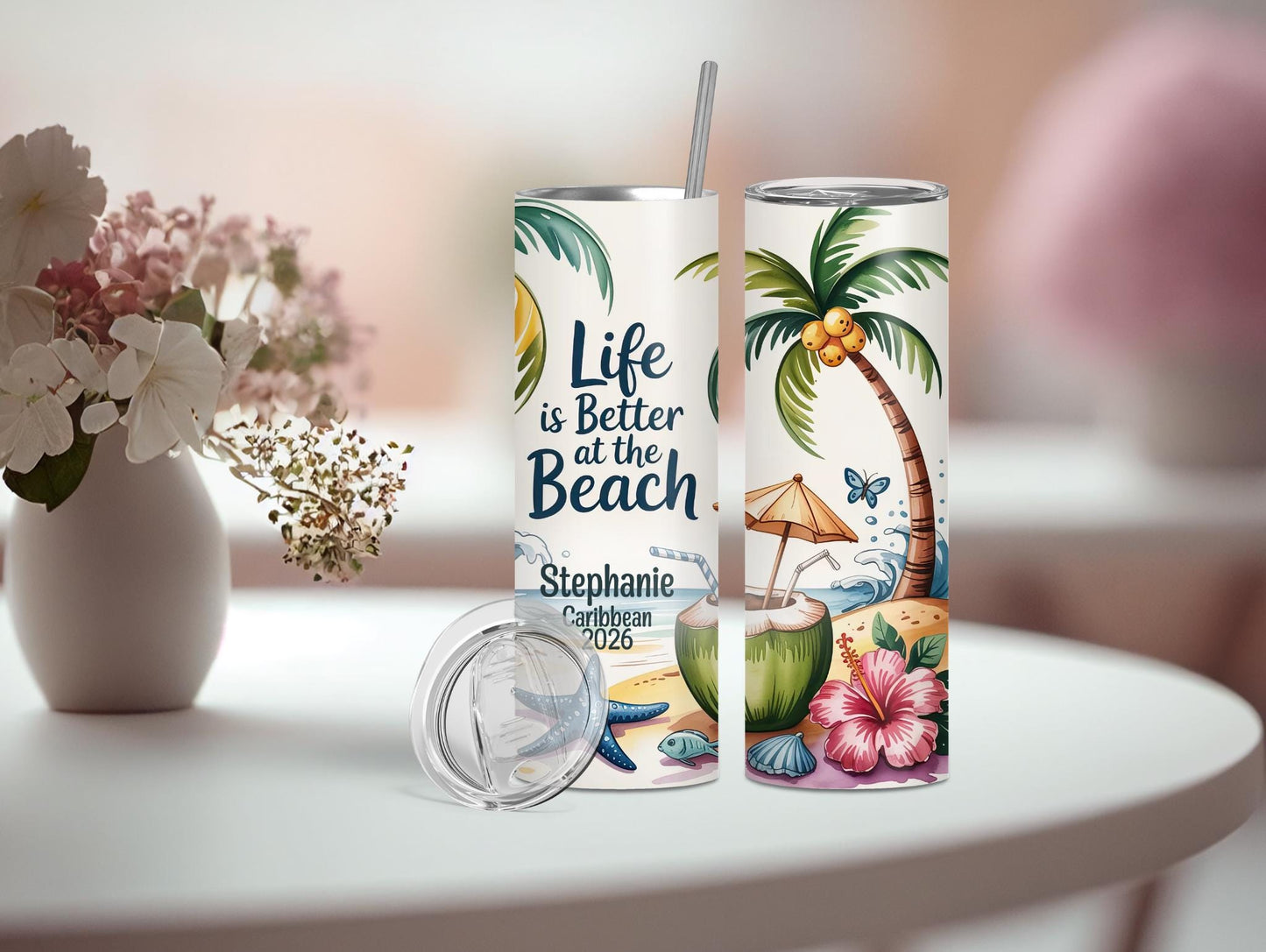 Life Is Better At The Beach Personalized 20oz Tumbler