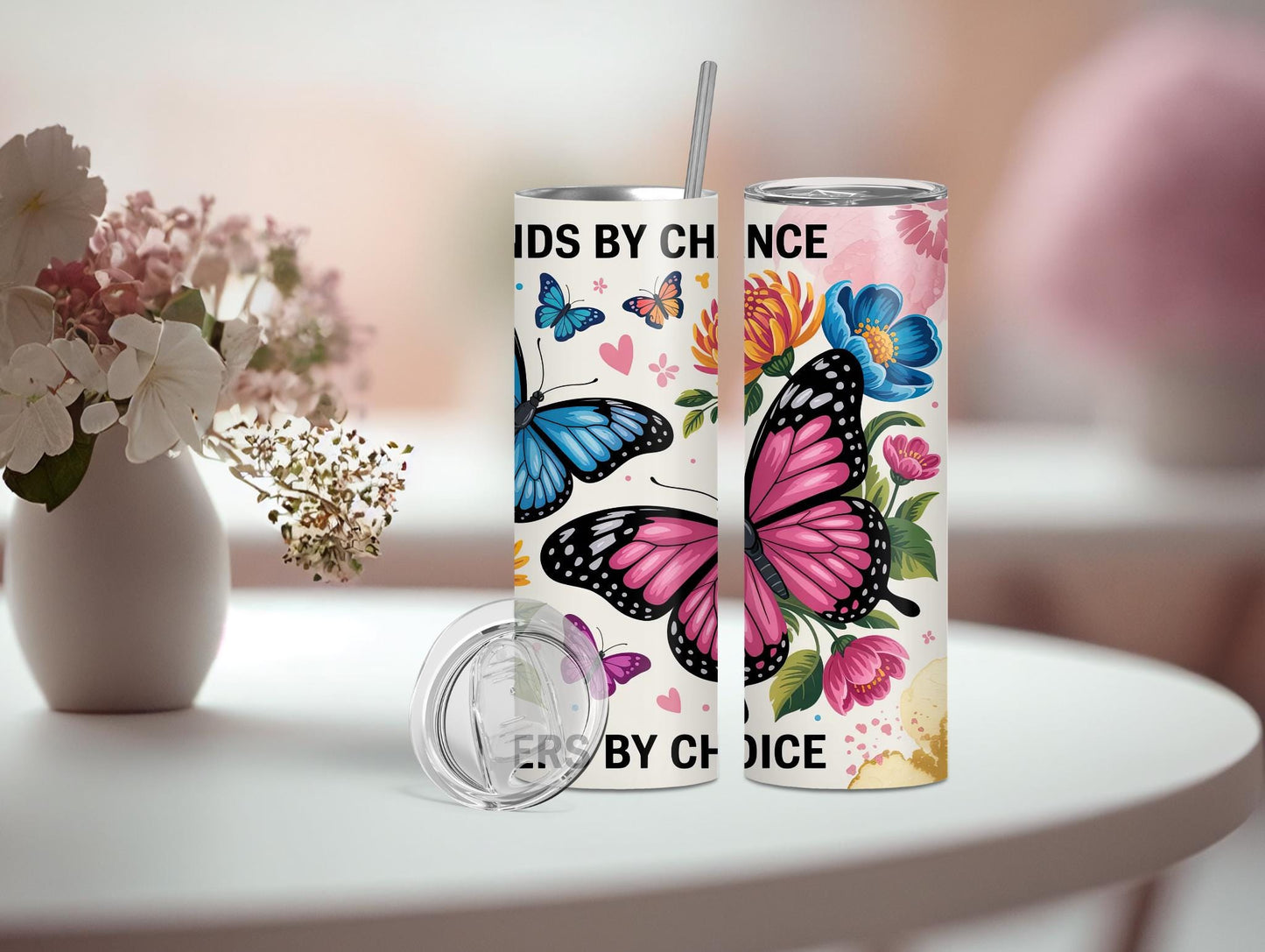 Friend By Chance Sisters By Choice Butterfly 20oz Tumbler