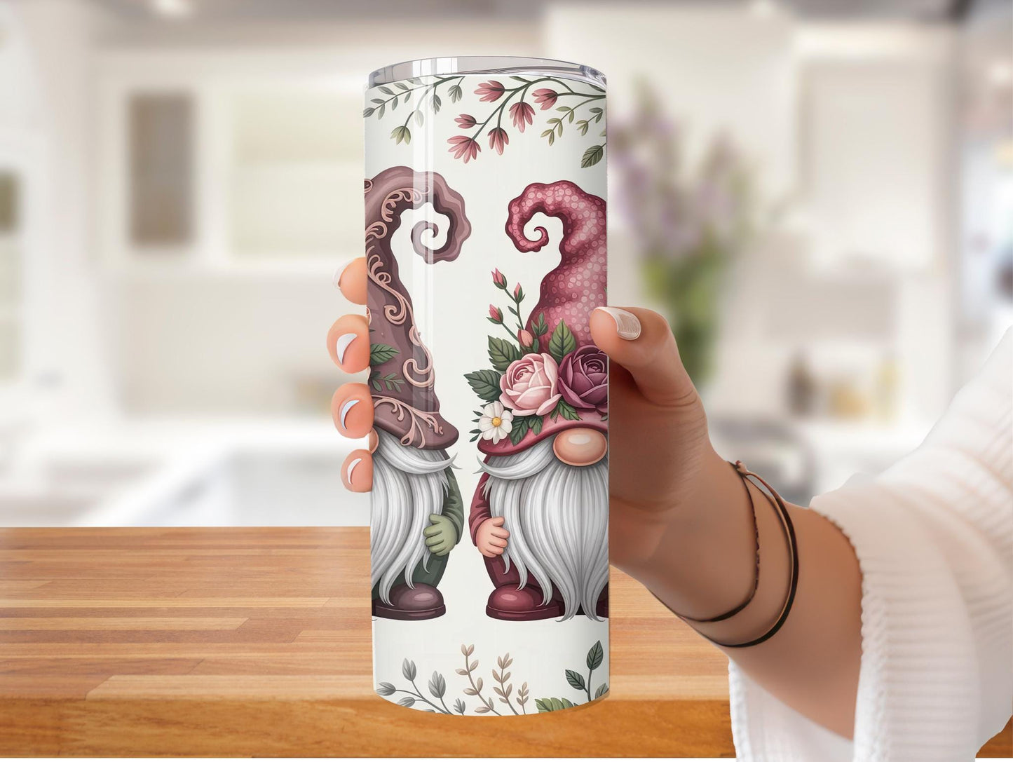 3 Boho Colored Gnomes With Flowers 20oz Tumbler