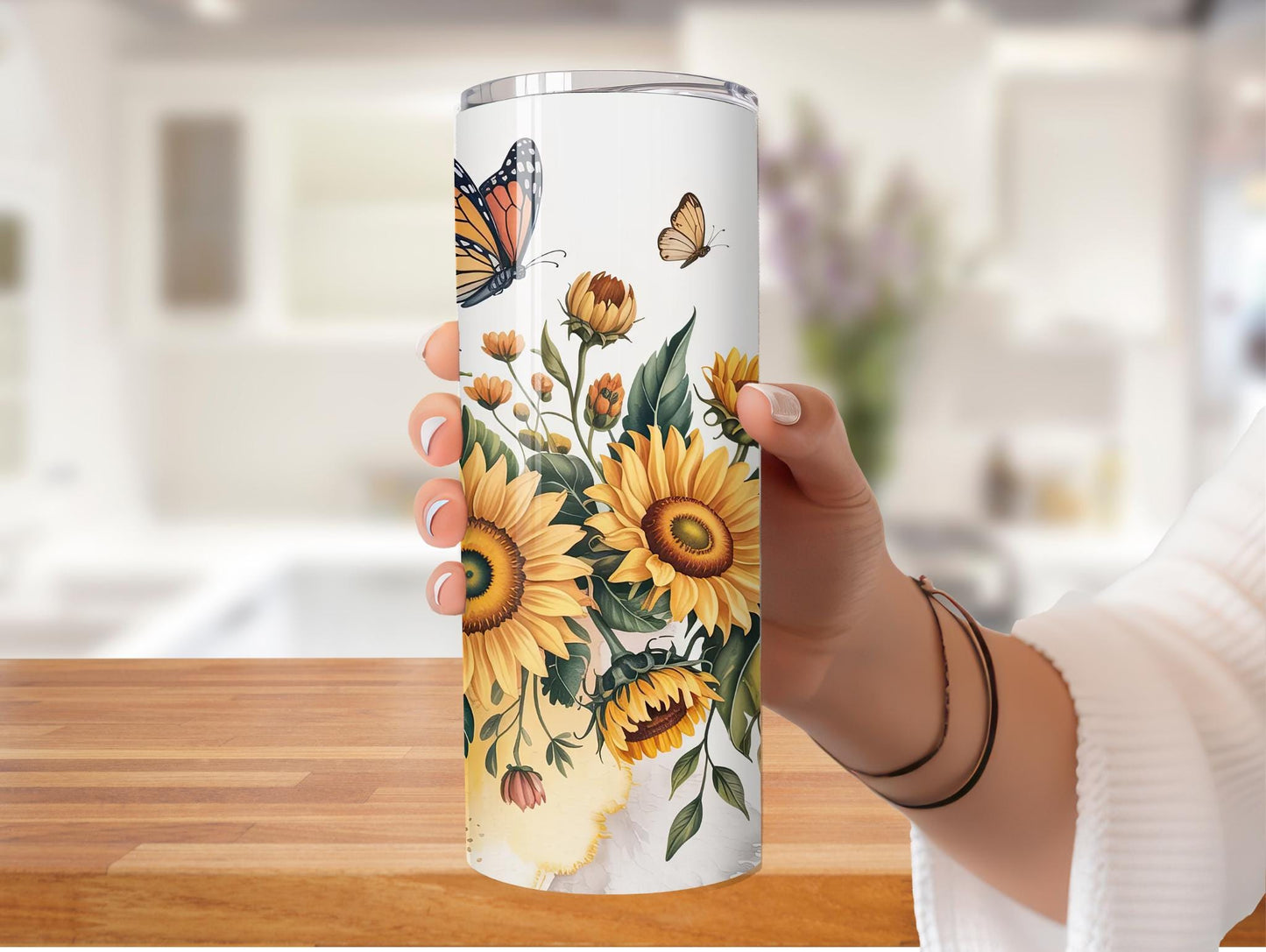 Sunflower And Butterfly 20oz Tumbler