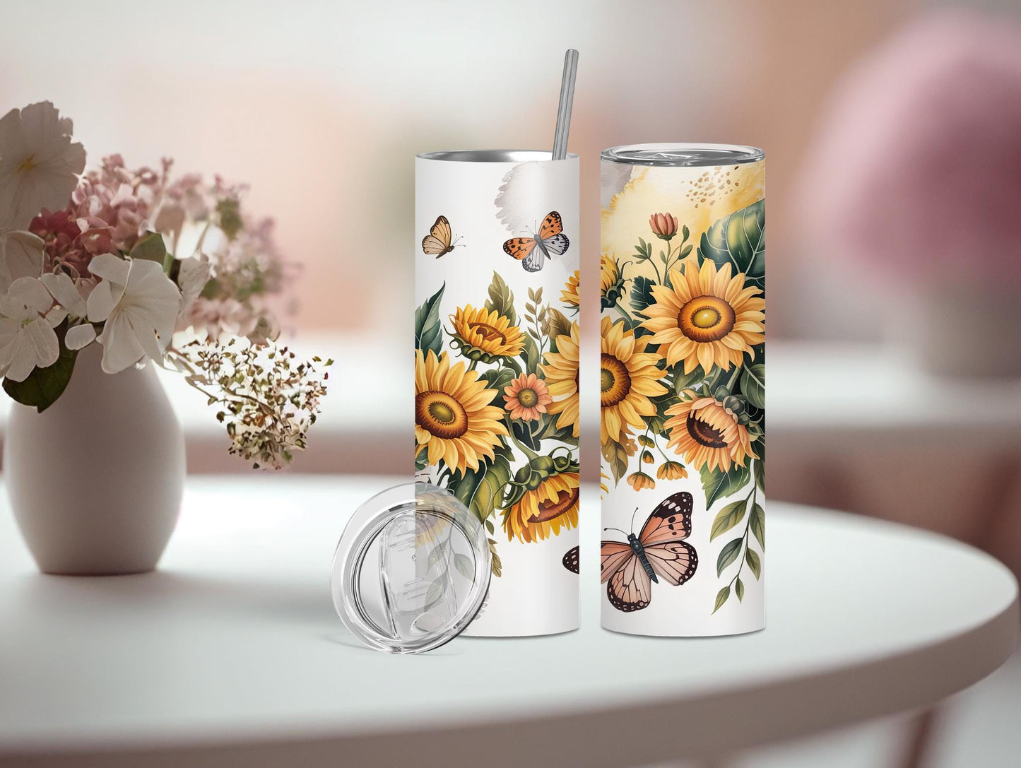 Sunflower And Butterfly 20oz Tumbler