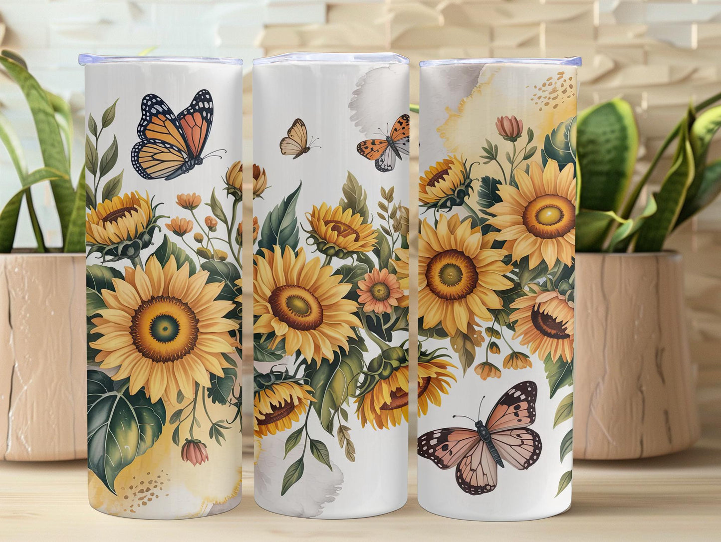 Sunflower And Butterfly 20oz Tumbler