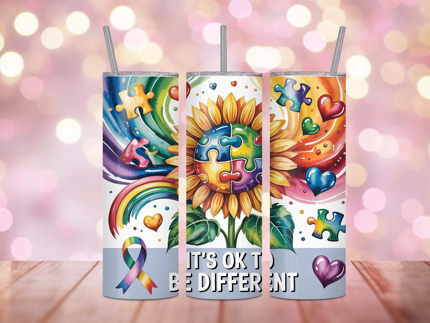 It's Ok To Be Different Autism Sunflower 20oz Tumbler