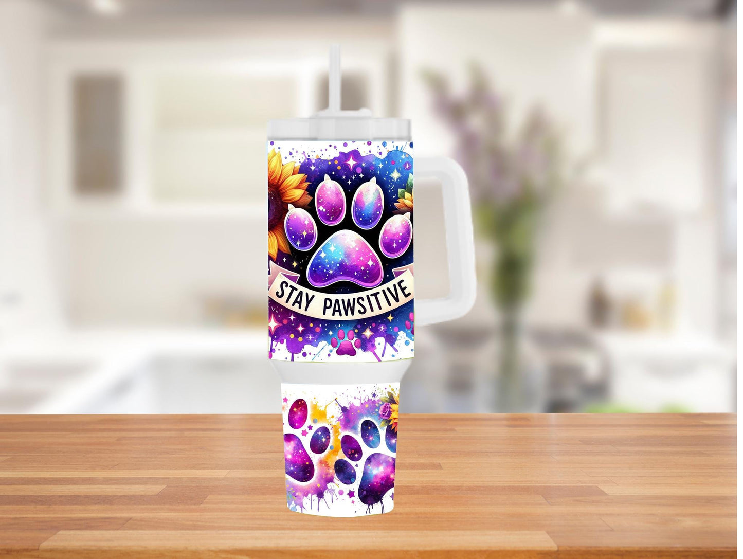 Stay Pawsitive Floral 40oz Tumbler