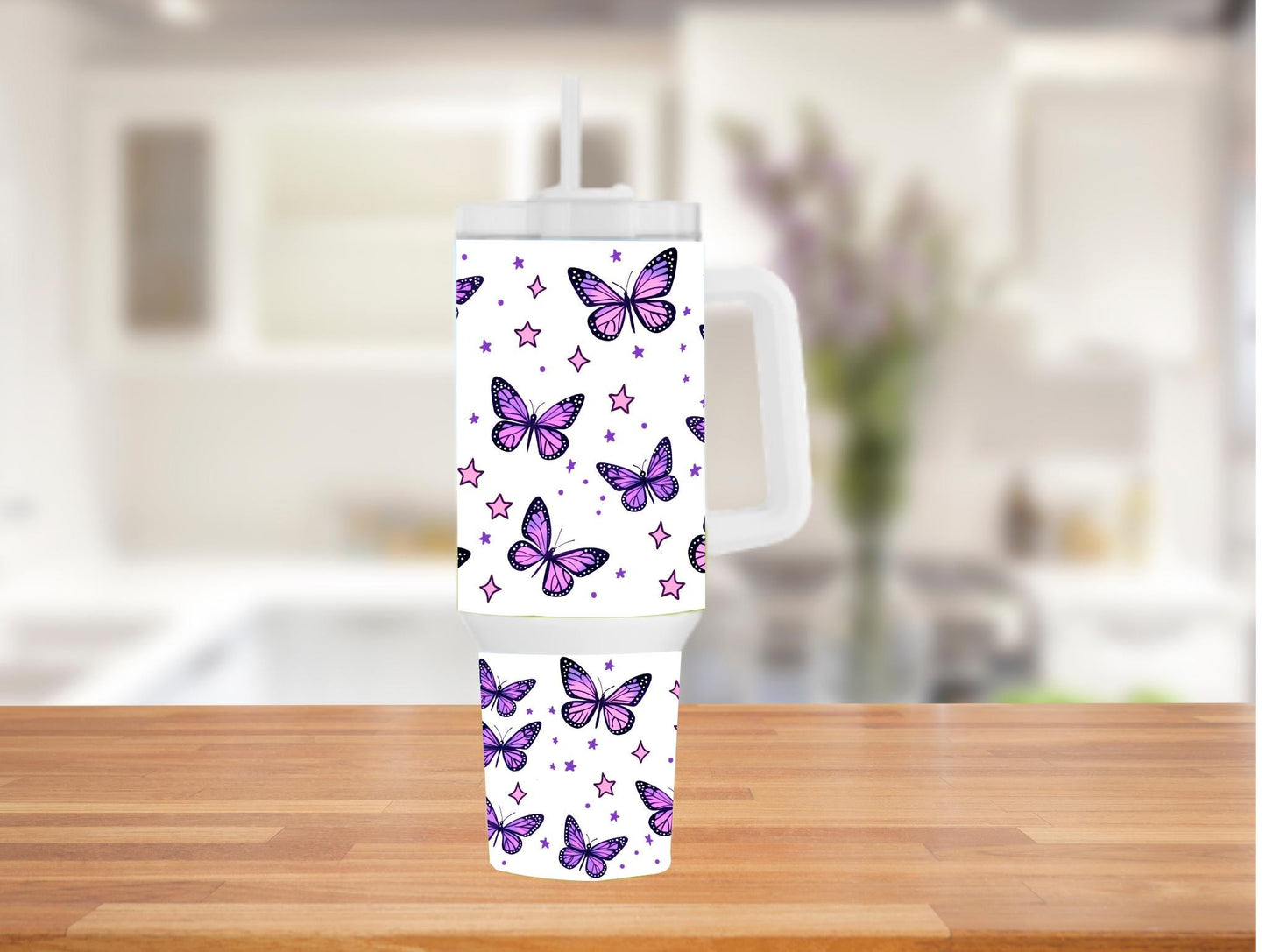 Purple Butterfly 40oz Tumbler