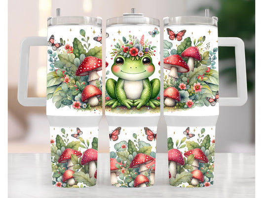 Cute Frog And Mushrooms 40oz Tumbler