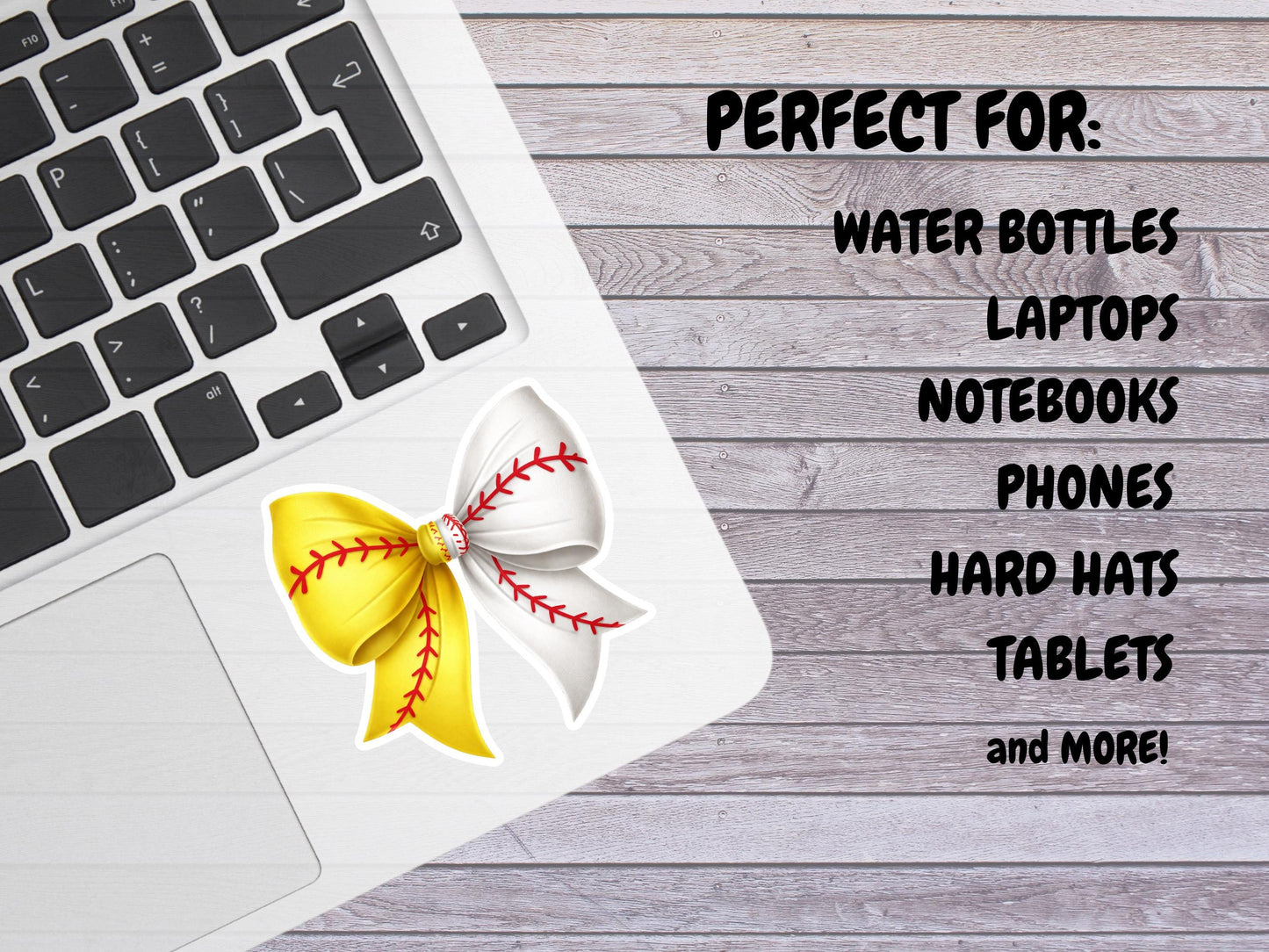 Half Softball And Half Baseball Bow Sticker