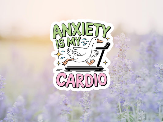 Anxiety Is My Cardio Duck On Treadmill Sticker
