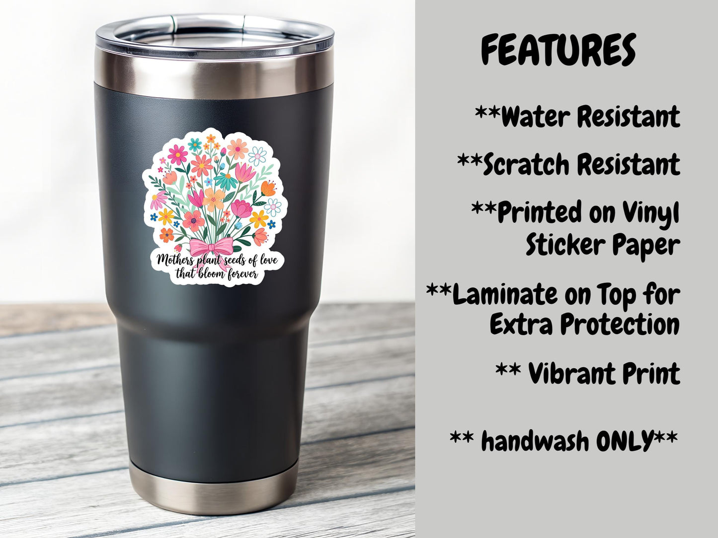 Mother's Plant Seeds Of Love That Bloom Forever Floral Sticker