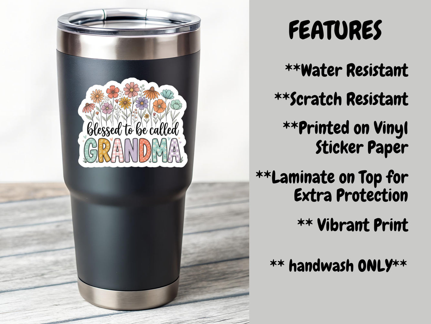 Blessed To Be Called Grandma Floral Sticker