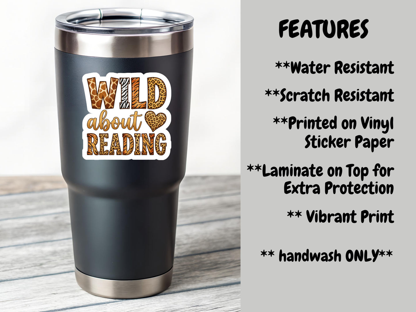 Wild About Reading Animal Print Sticker
