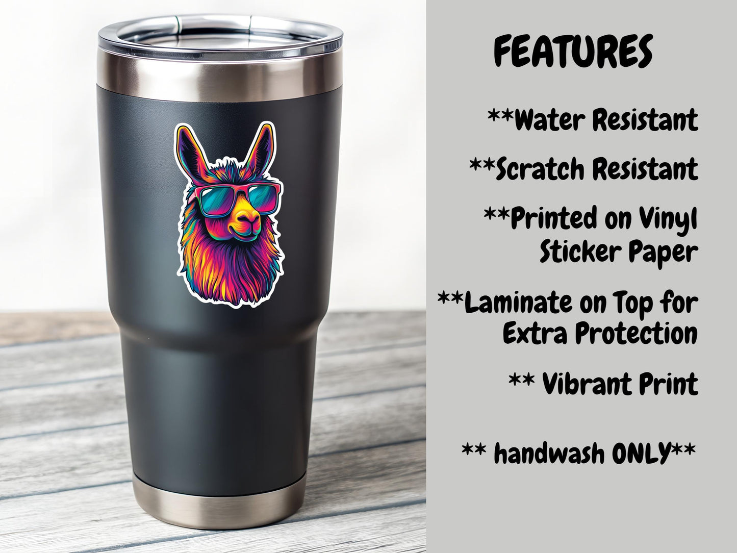 Neon Pop Art Llama With Glasses Sticker