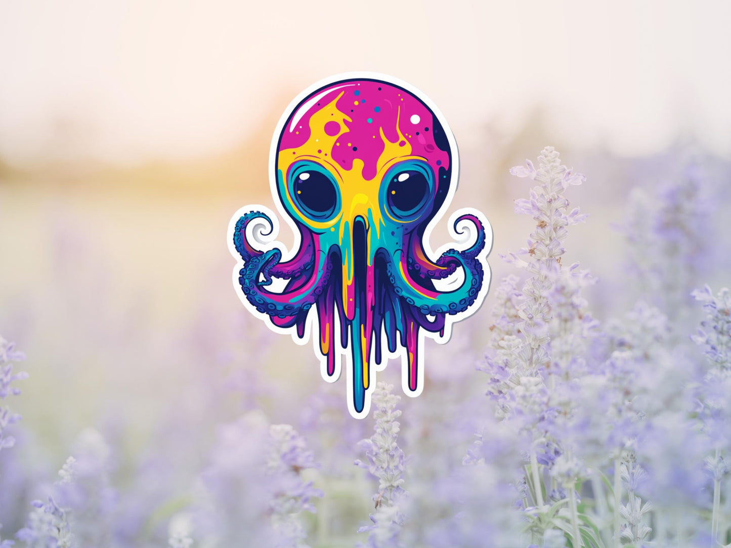 Neon Pop Art Octopus Sticker
