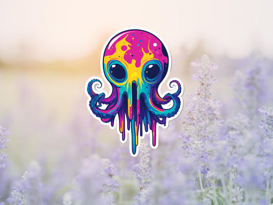 Neon Pop Art Octopus Sticker