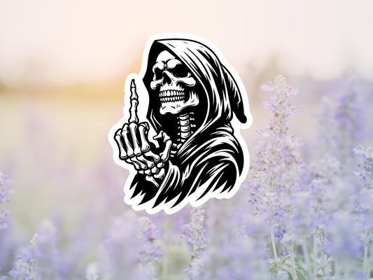 Skeleton Flipping The Bird Sticker