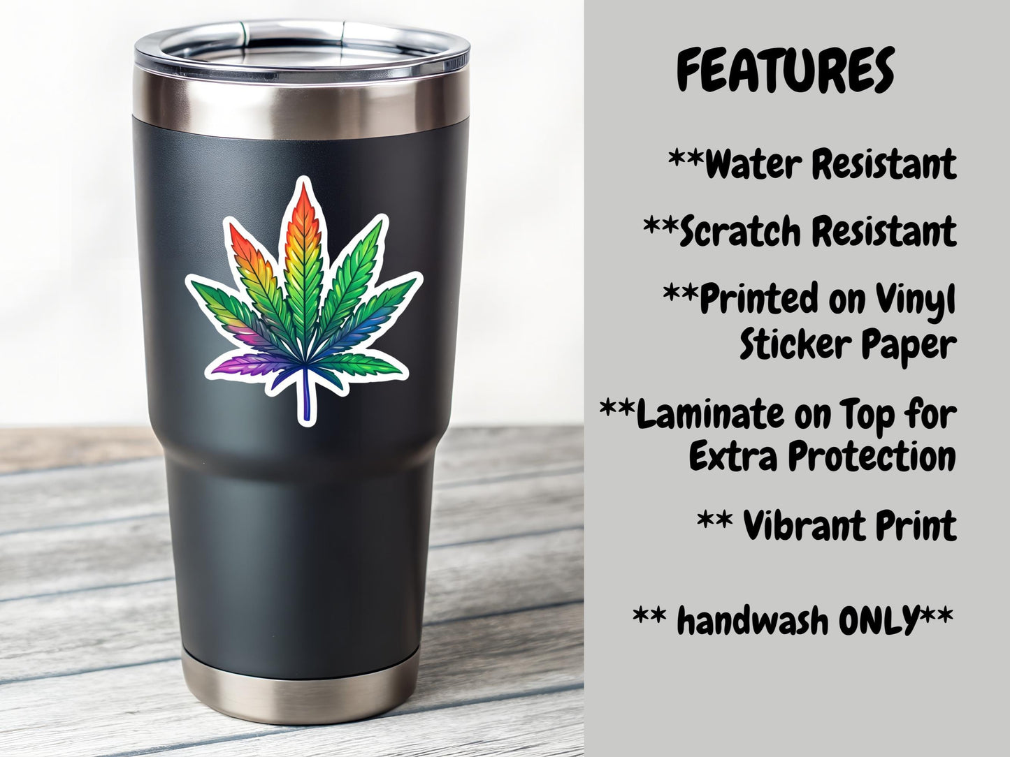 Rainbow Weed Leaf Sticker