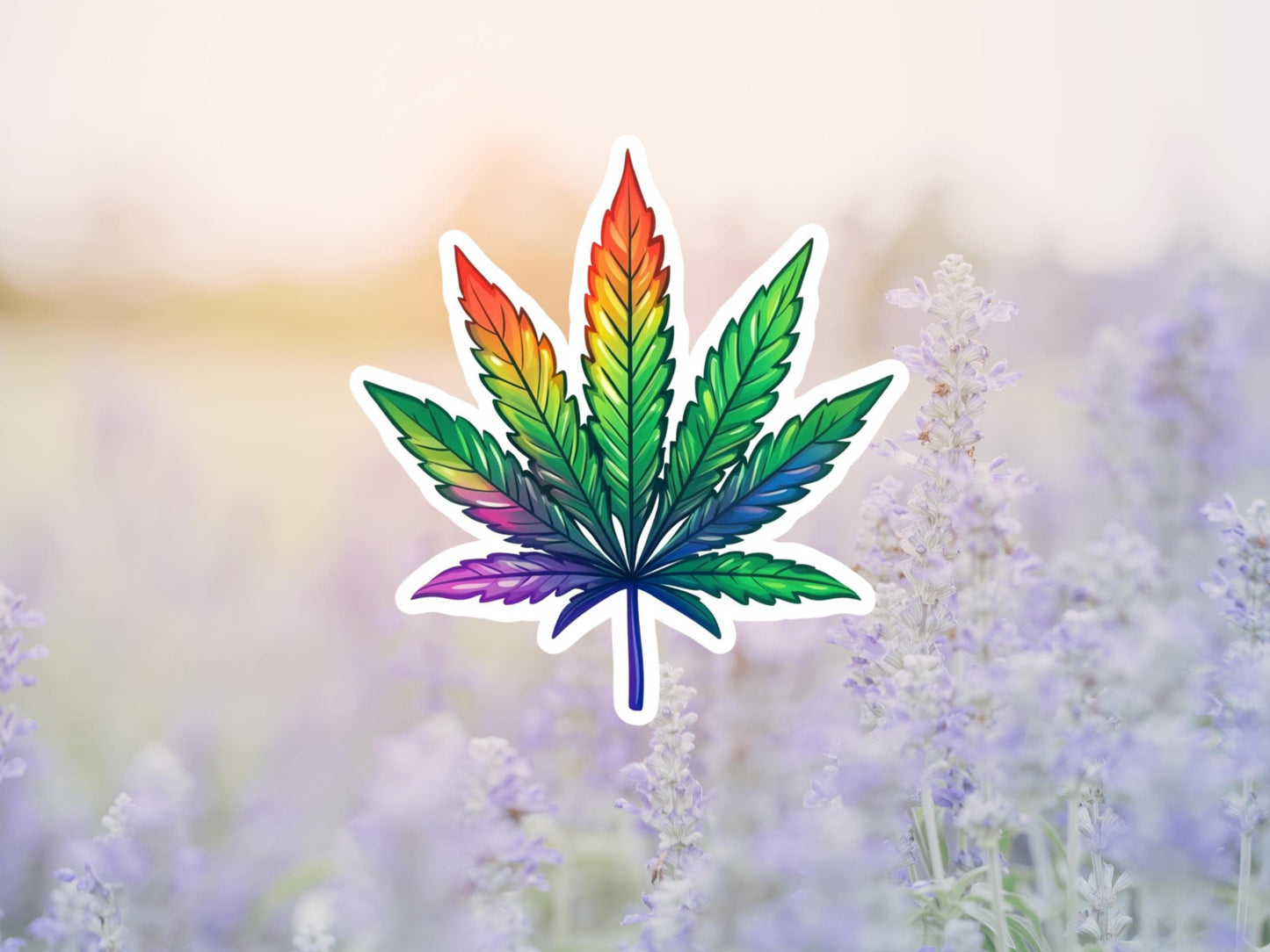 Rainbow Weed Leaf Sticker