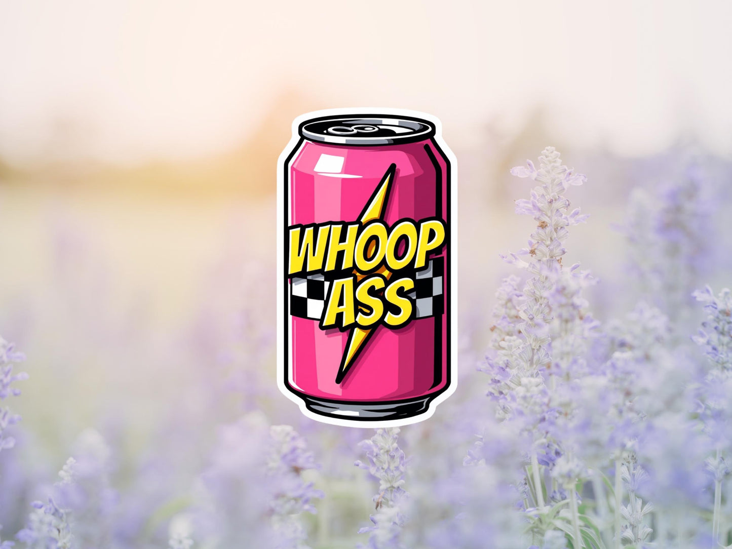 Whoop Ass Pink Can Sticker