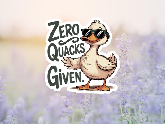 Zero Quacks Given Duck With Sunglasses Sticker