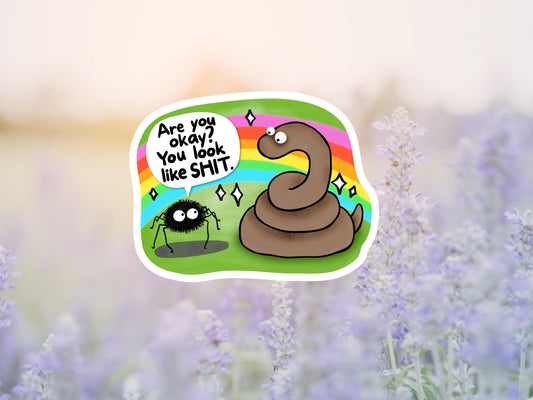Are You Ok? You Look Like Shit Spider And Snake Sticker