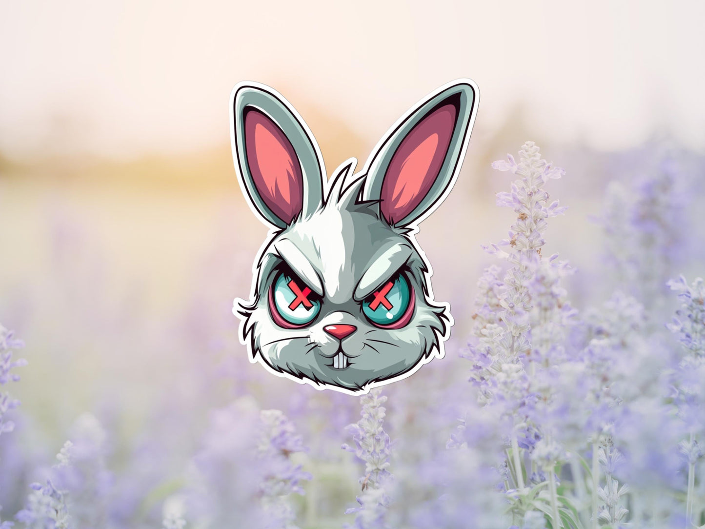 Angry White Bunny Sticker