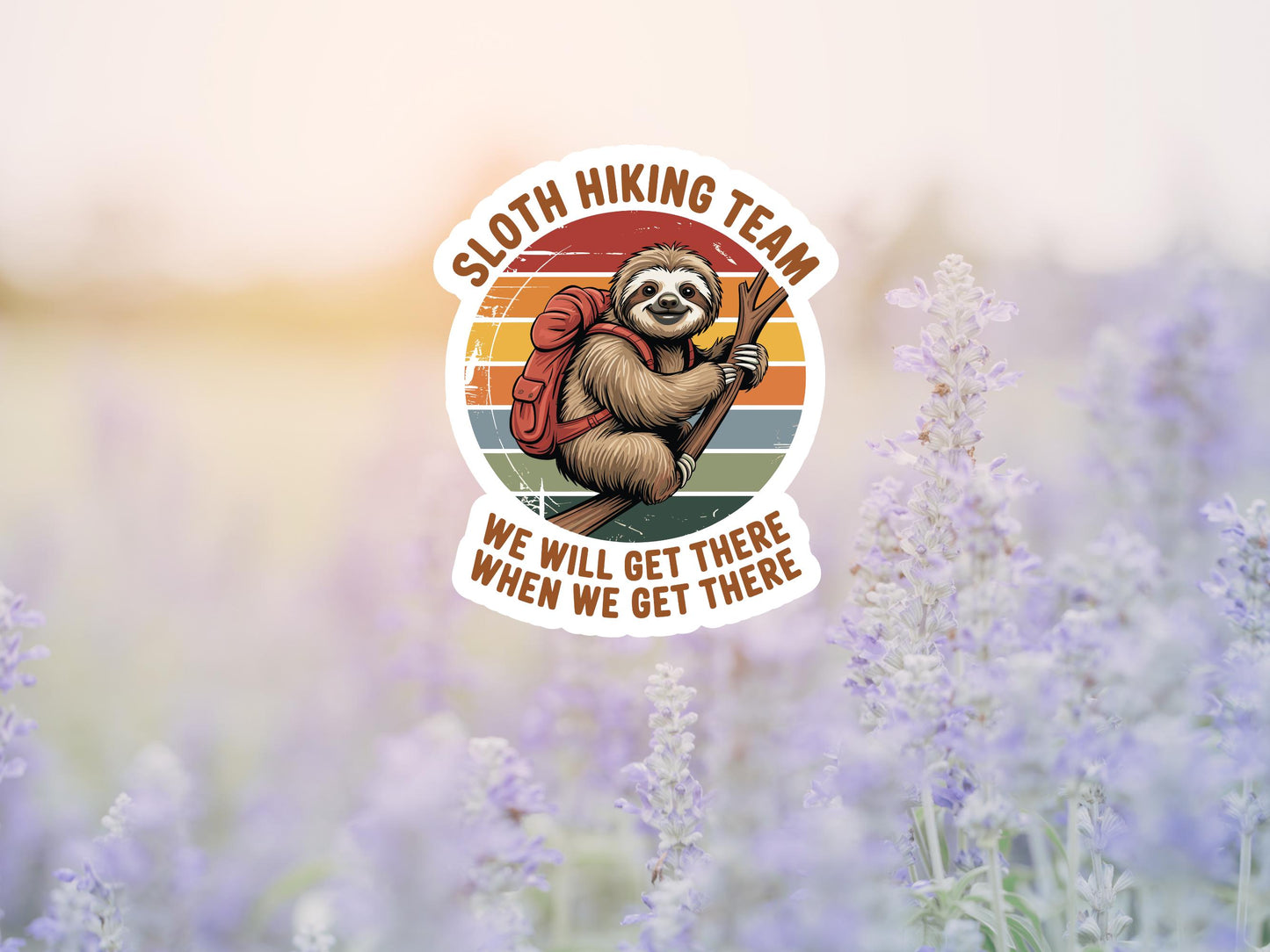 Sloth Hiking Team We Will Get There When We Get There Sticker