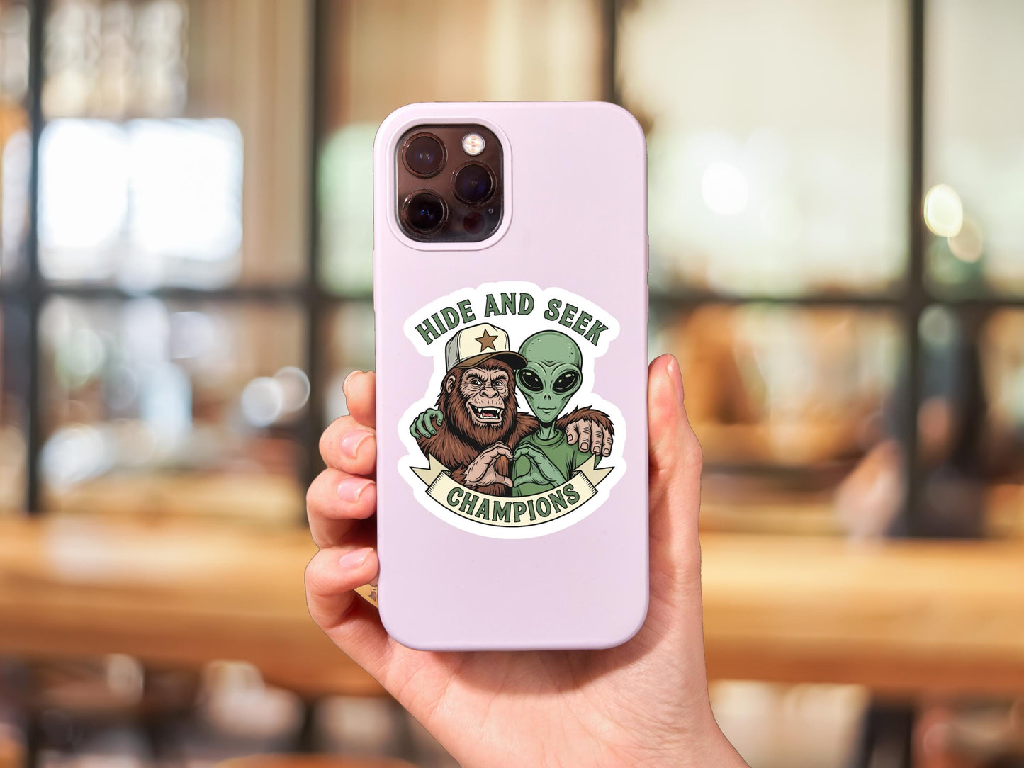 Hide And Seek Champions Bigfoot And Alien Sticker