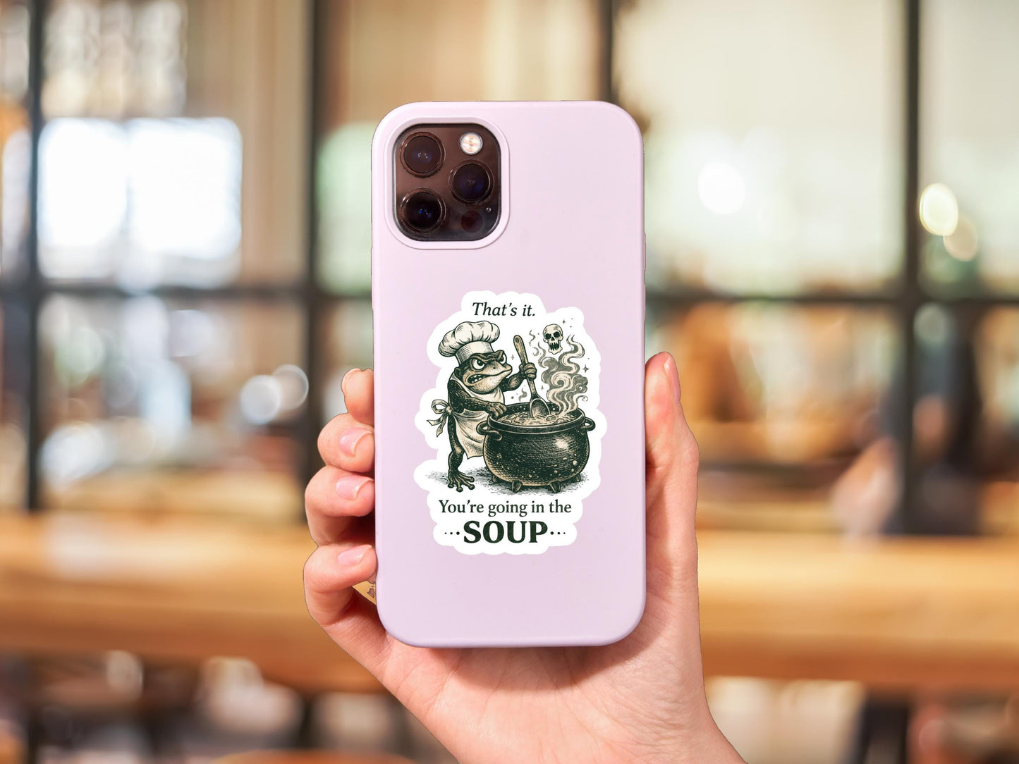That's It. You're Going In The Soup Angry Frog Sticker
