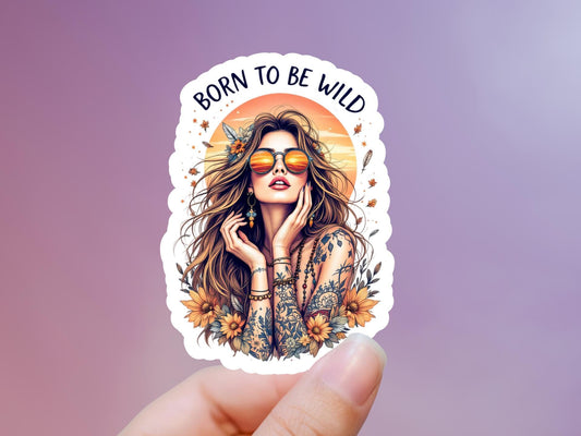 Born To Be Wild Retro Girl Sticker