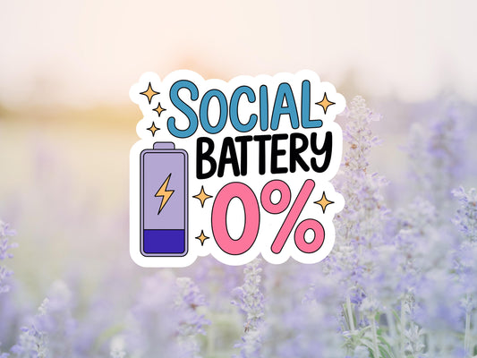 Social Battery 0% Sticker
