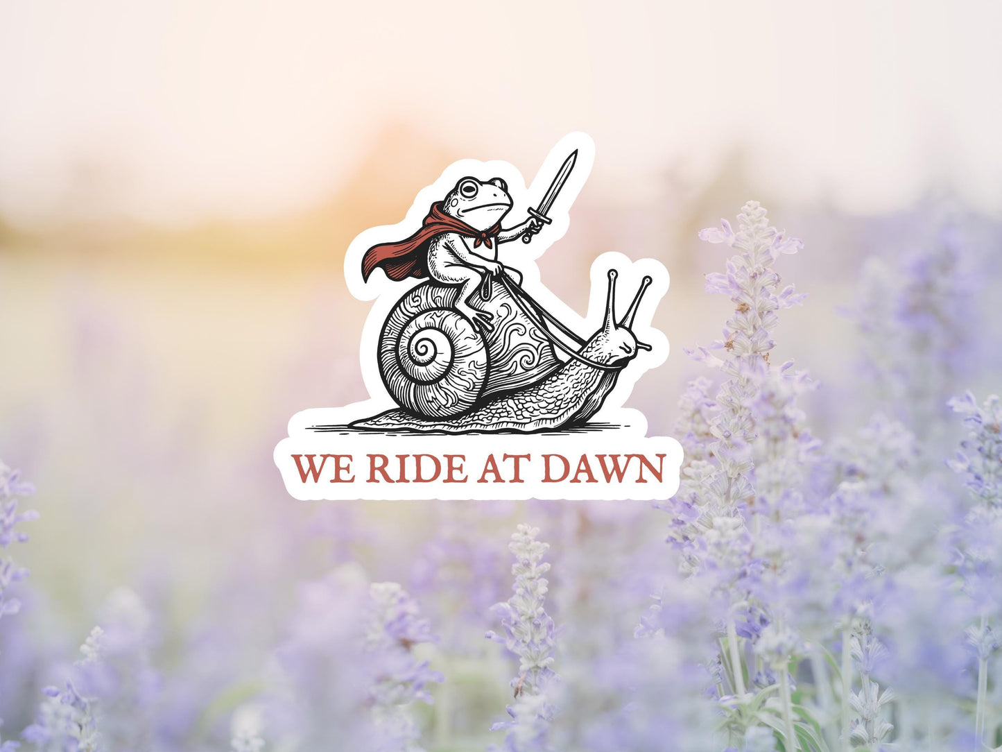 We Ride At Dawn Frog And Snail Sticker