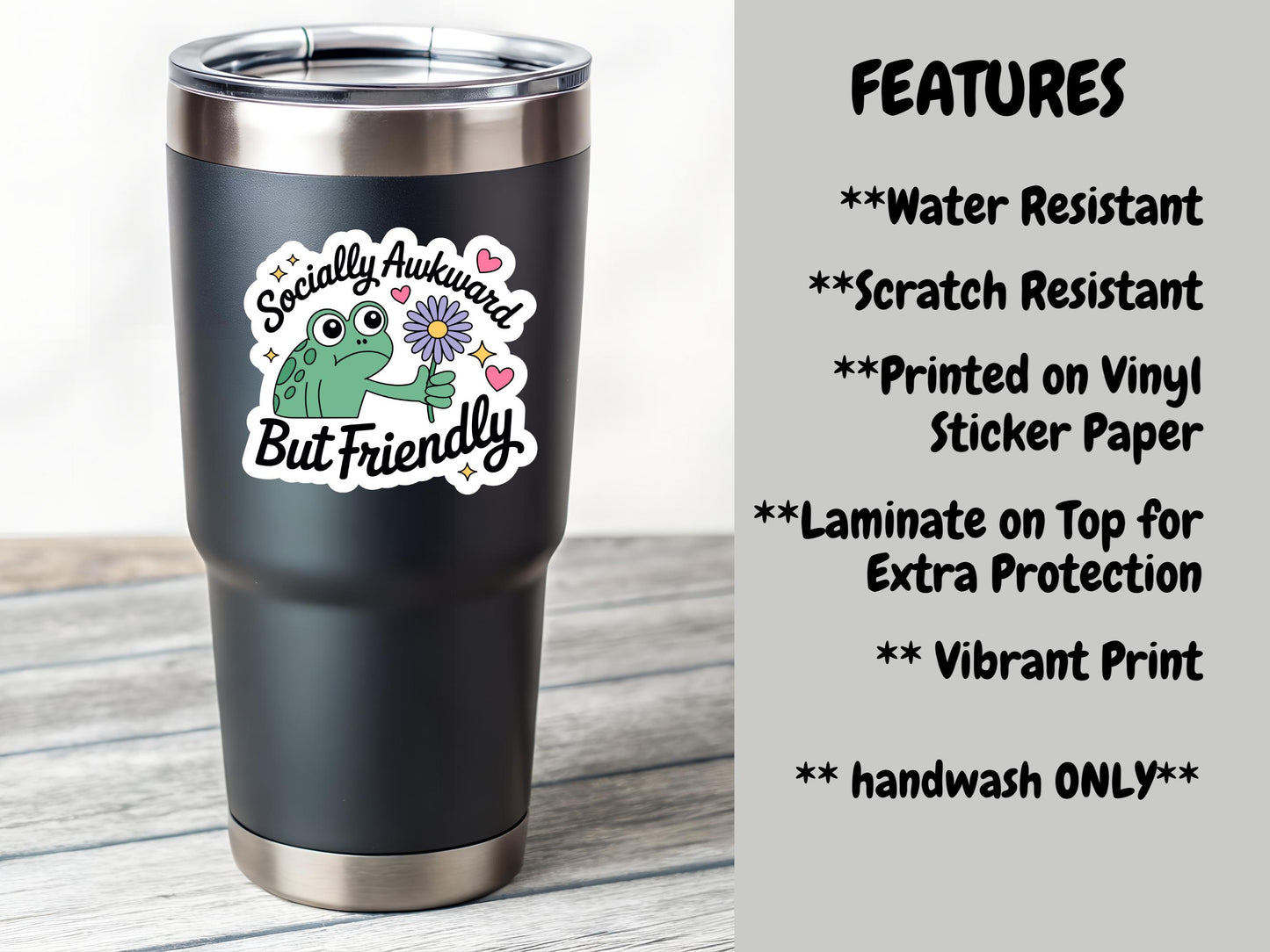 Socially Awkward But Friendly Frog With Flowers Sticker