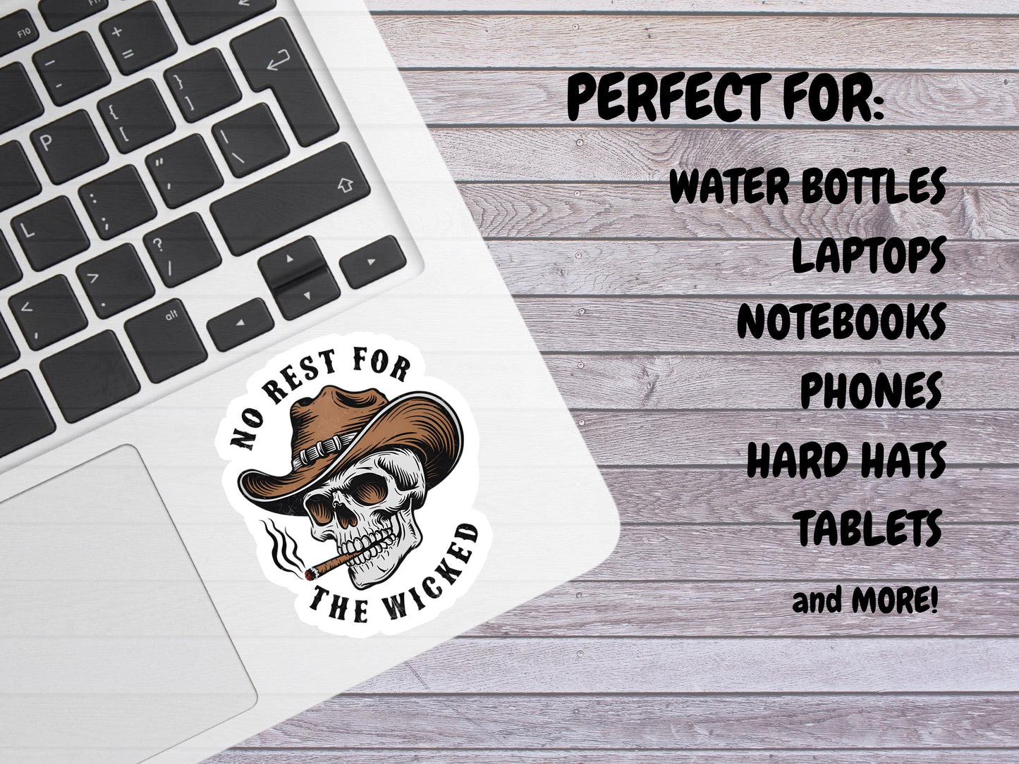 No Rest For The Wicked Skeleton Sticker