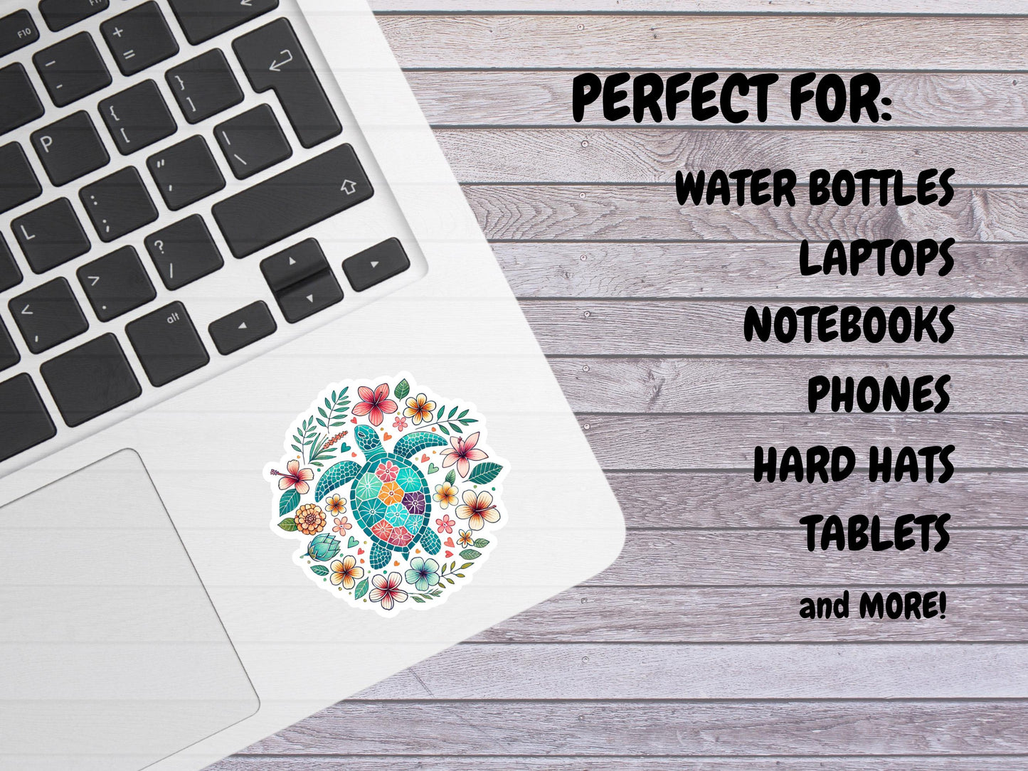 Tropical Turtle And Flowers Sticker