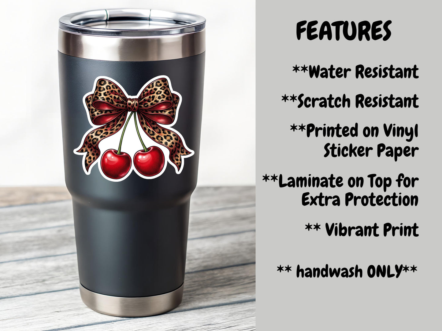 Cherries With Leopard Bow Sticker