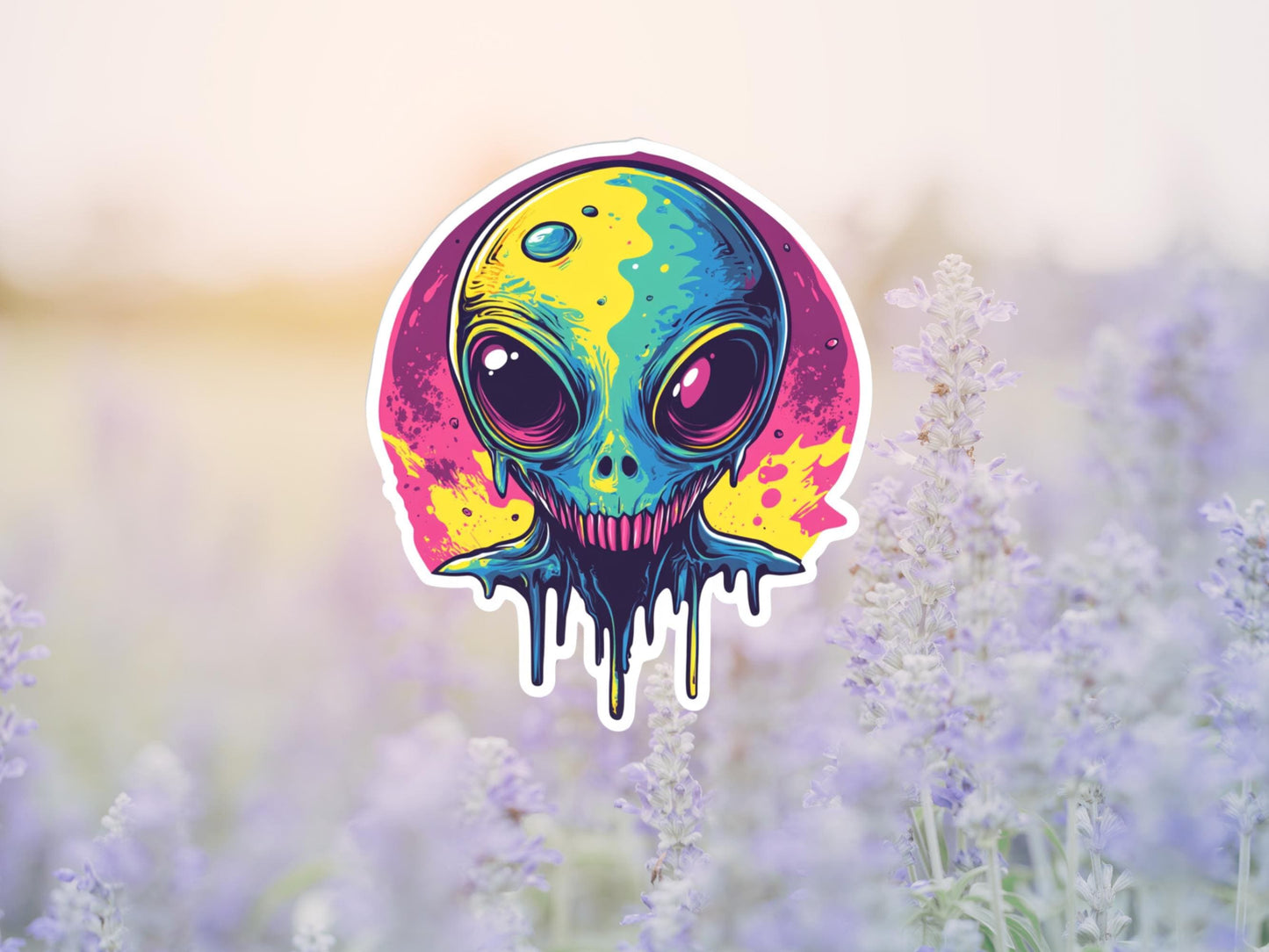 Neon Pop Art Monster Alien Sticker