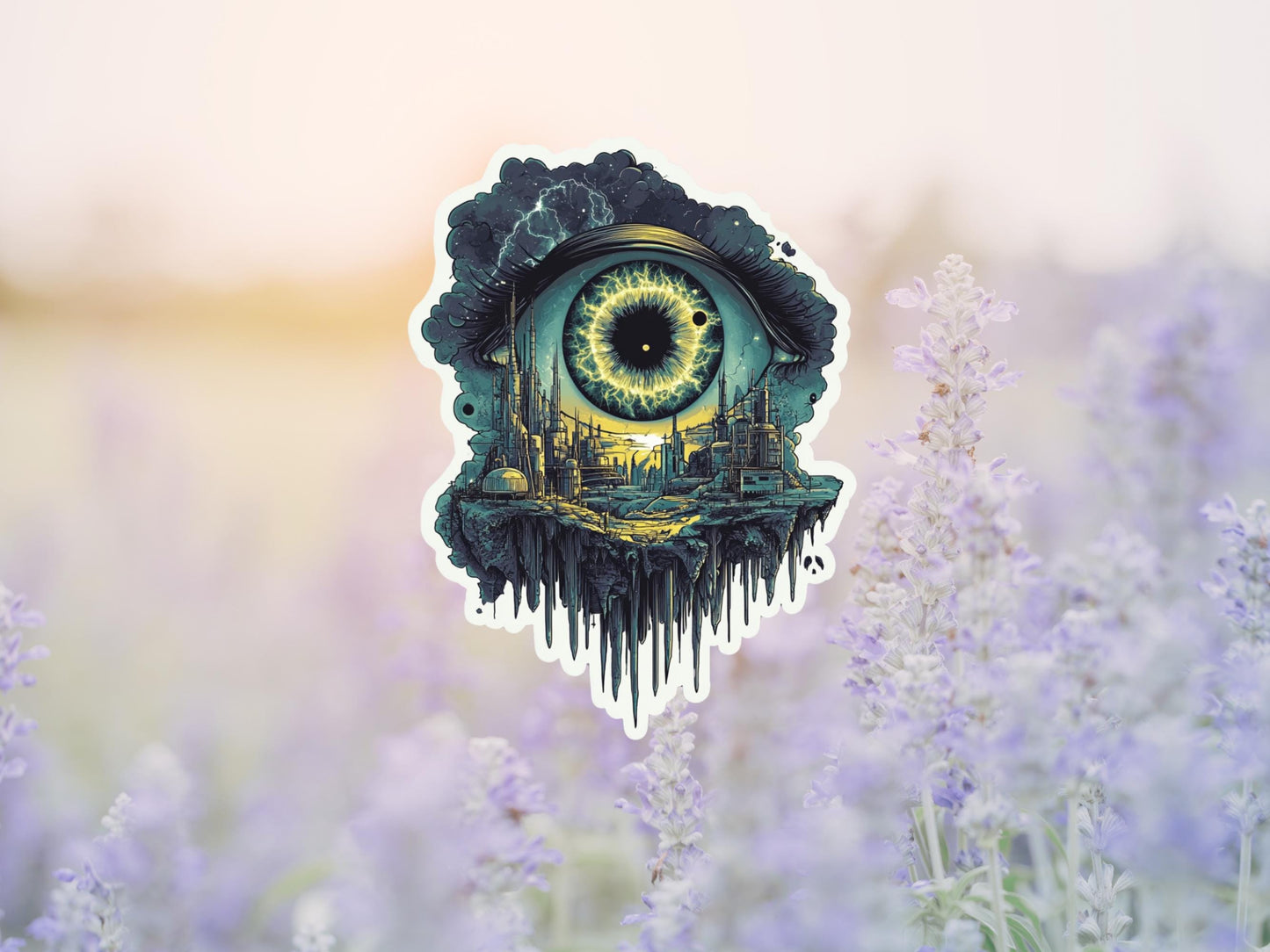 Sci Fi Eye, Floating City, Psychedelic Sticker