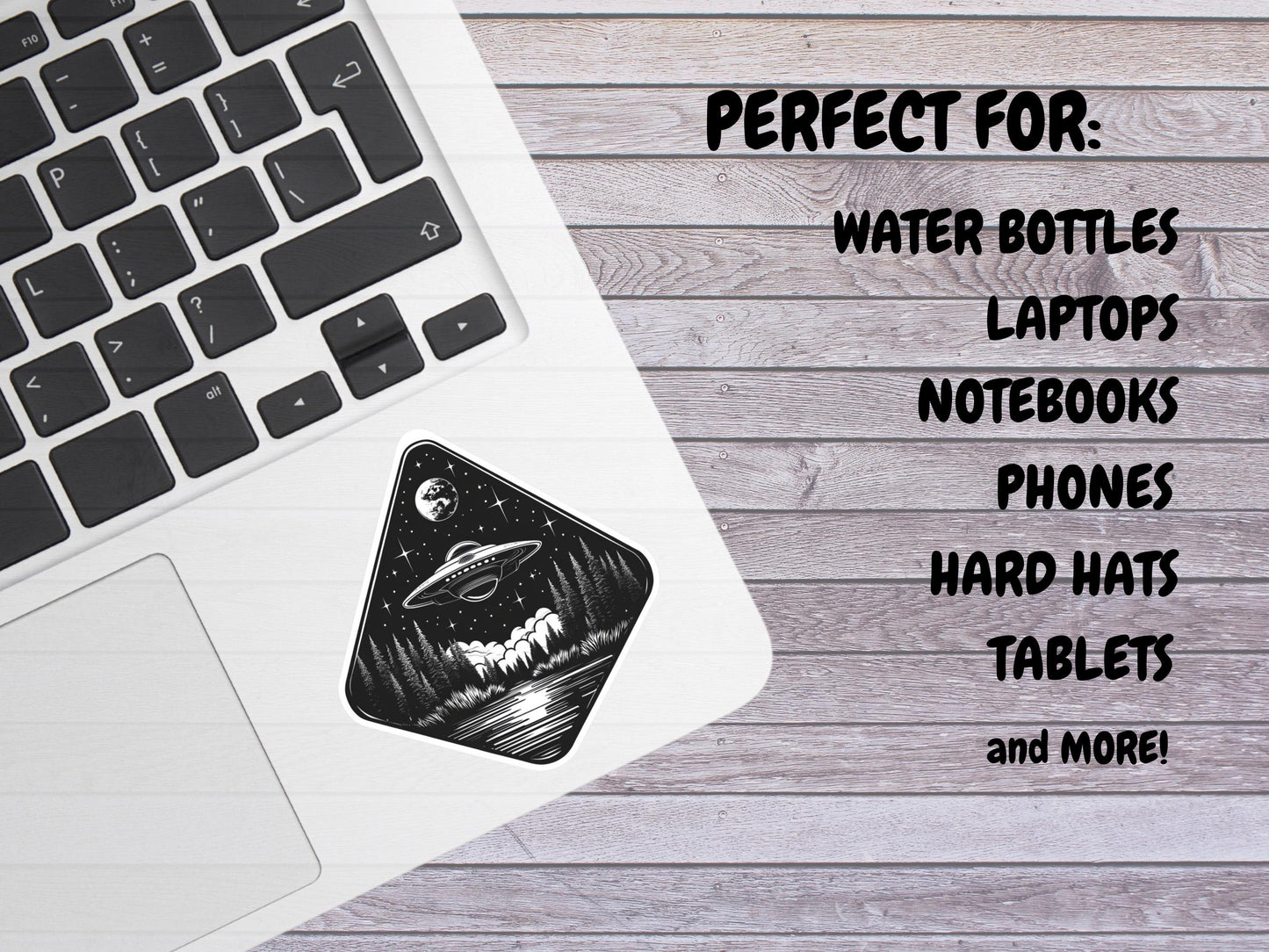 Black And White Spaceship Lake Sticker