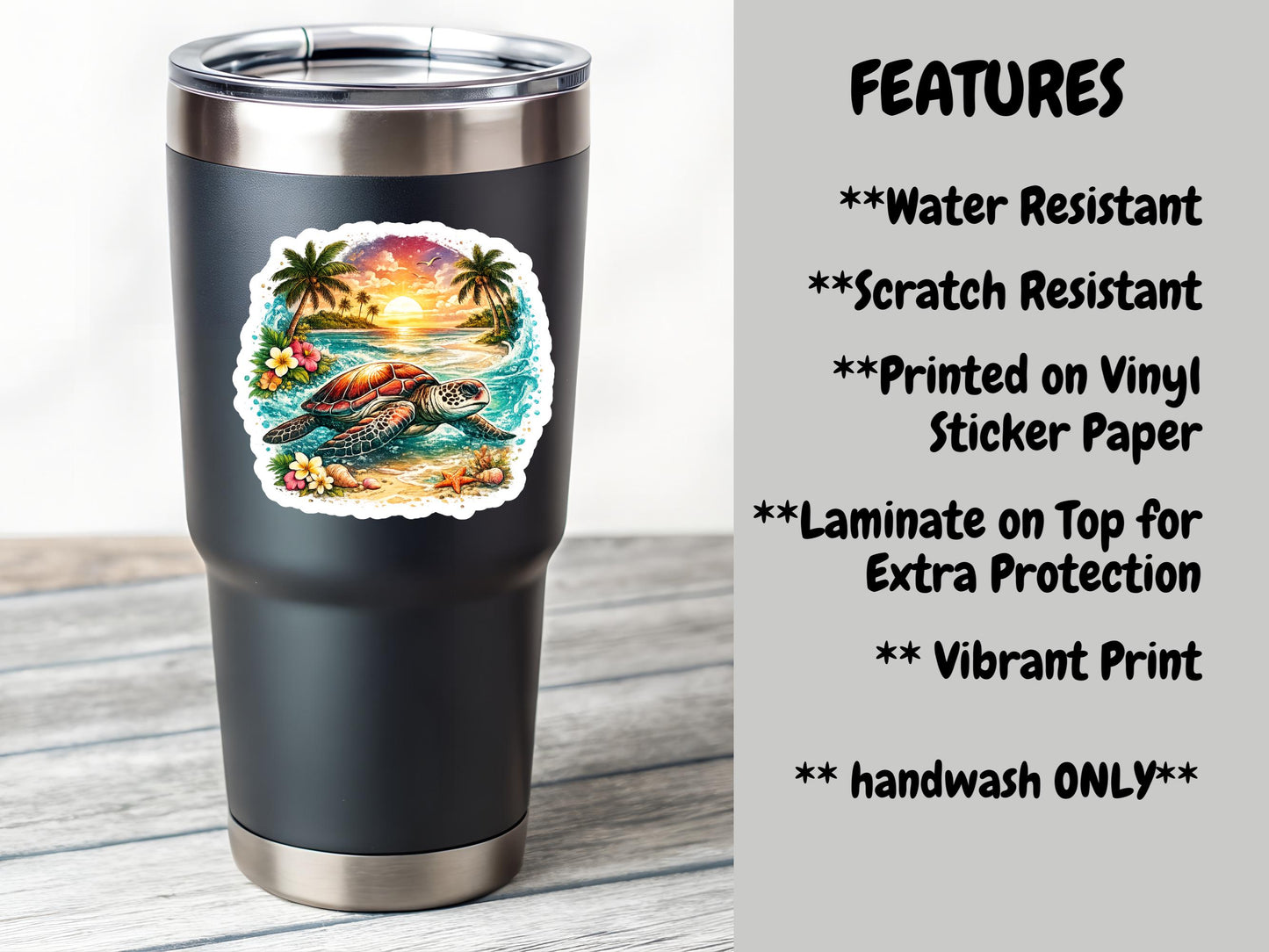 Tropical Sea Turtle And Ocean Sunset Sticker