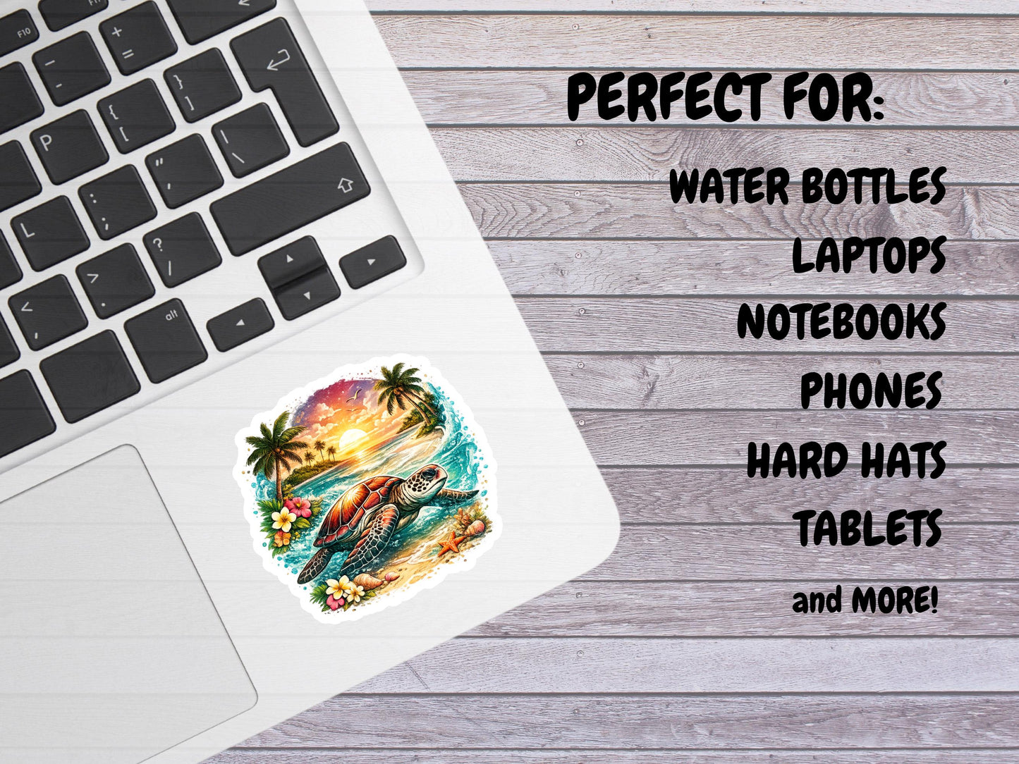 Tropical Sea Turtle And Ocean Sunset Sticker