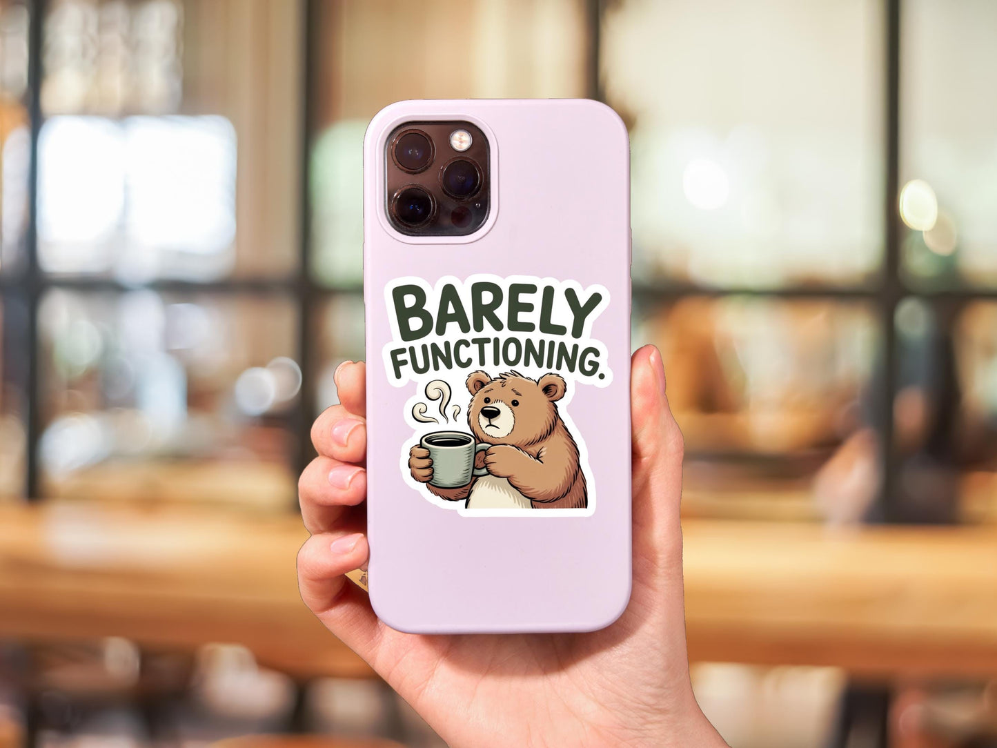 Barely Functioning Bear With Coffee Sticker