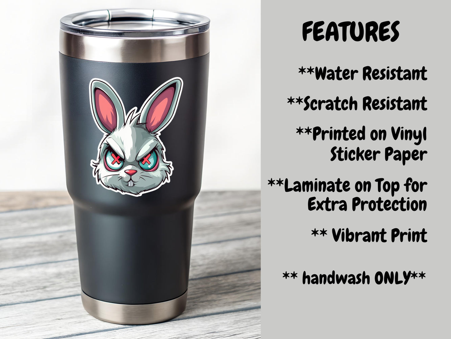 Angry White Bunny Sticker