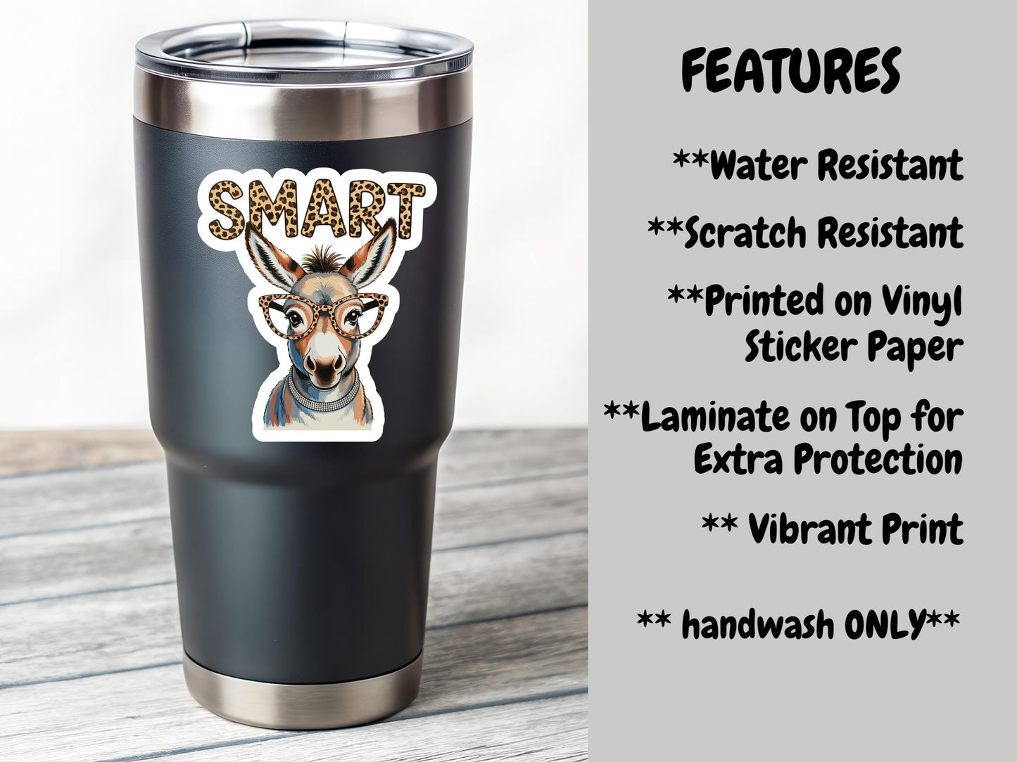 Smart "Ass" Donkey Wearing Glasses Sticker