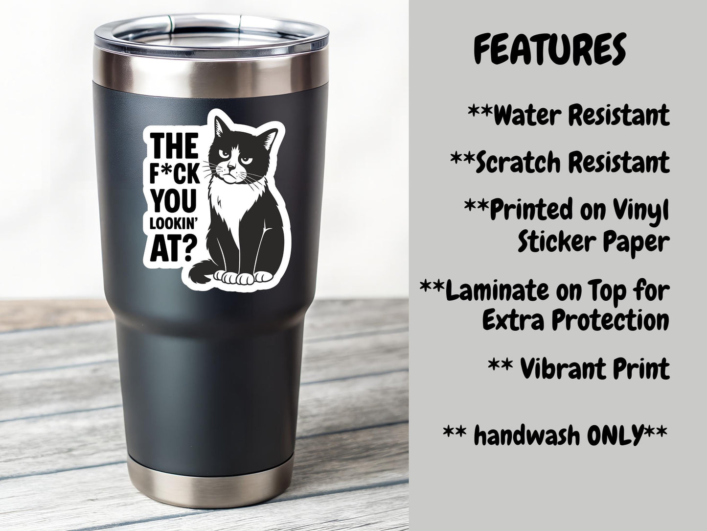 The F*ck You Lookin' At? Black Cat Sticker