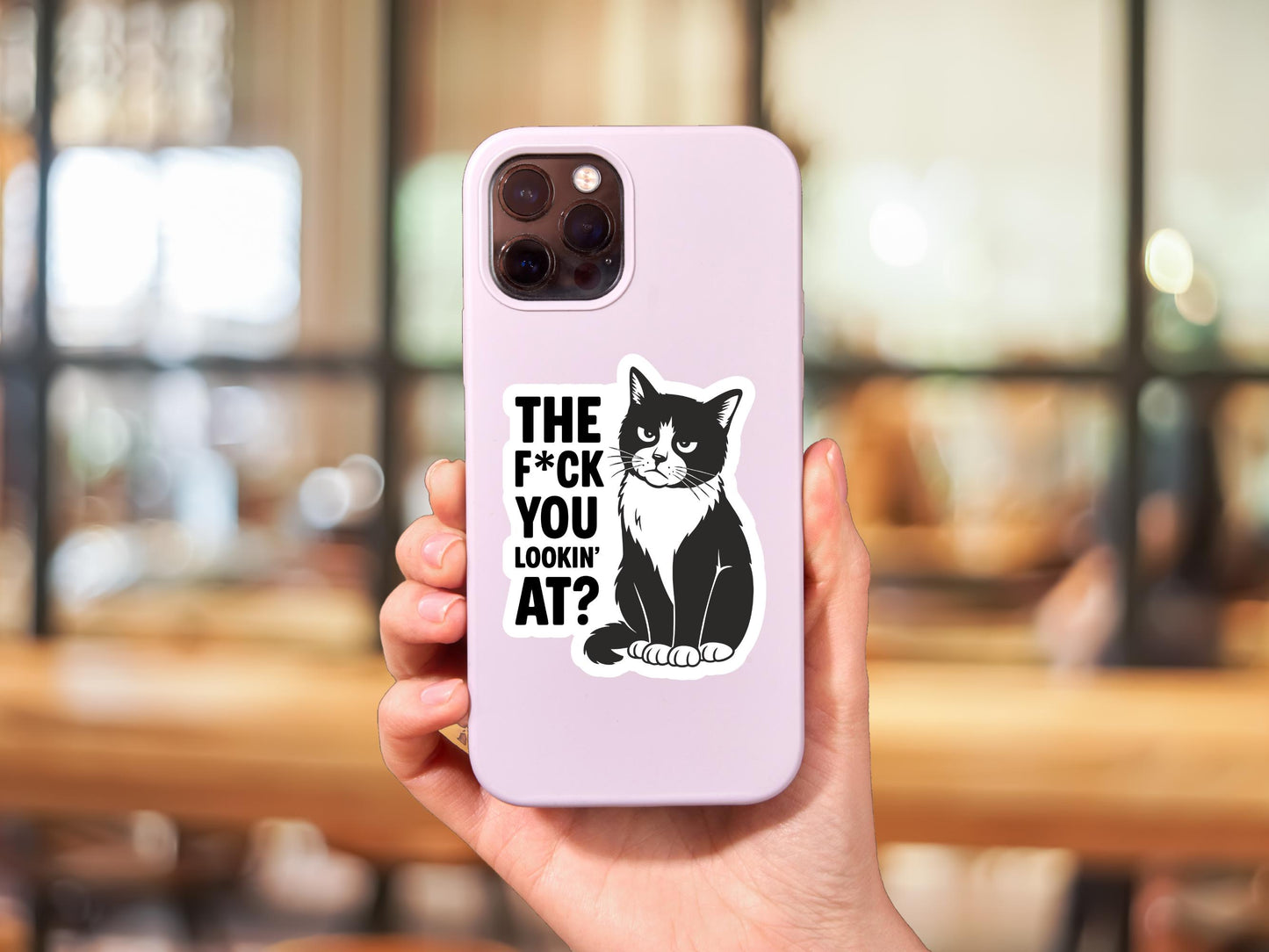 The F*ck You Lookin' At? Black Cat Sticker