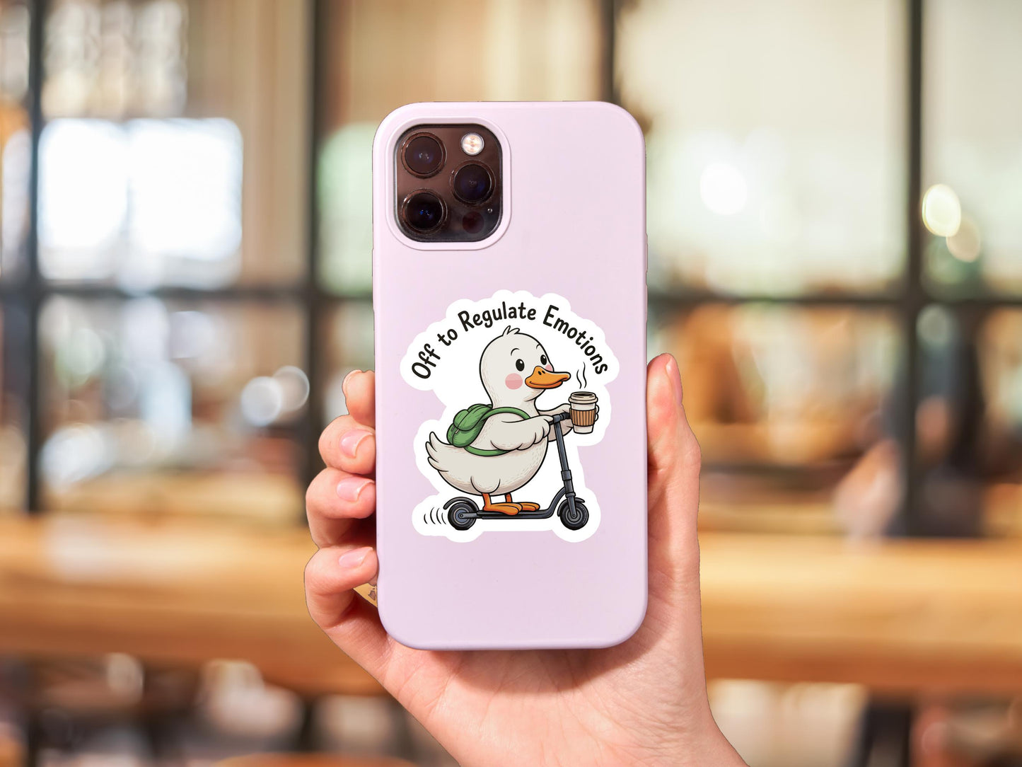 Off To Regulate Emotions Duck On Scooter Sticker