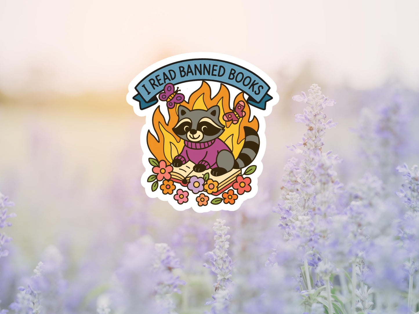 I Read Banned Books Raccoon Sticker