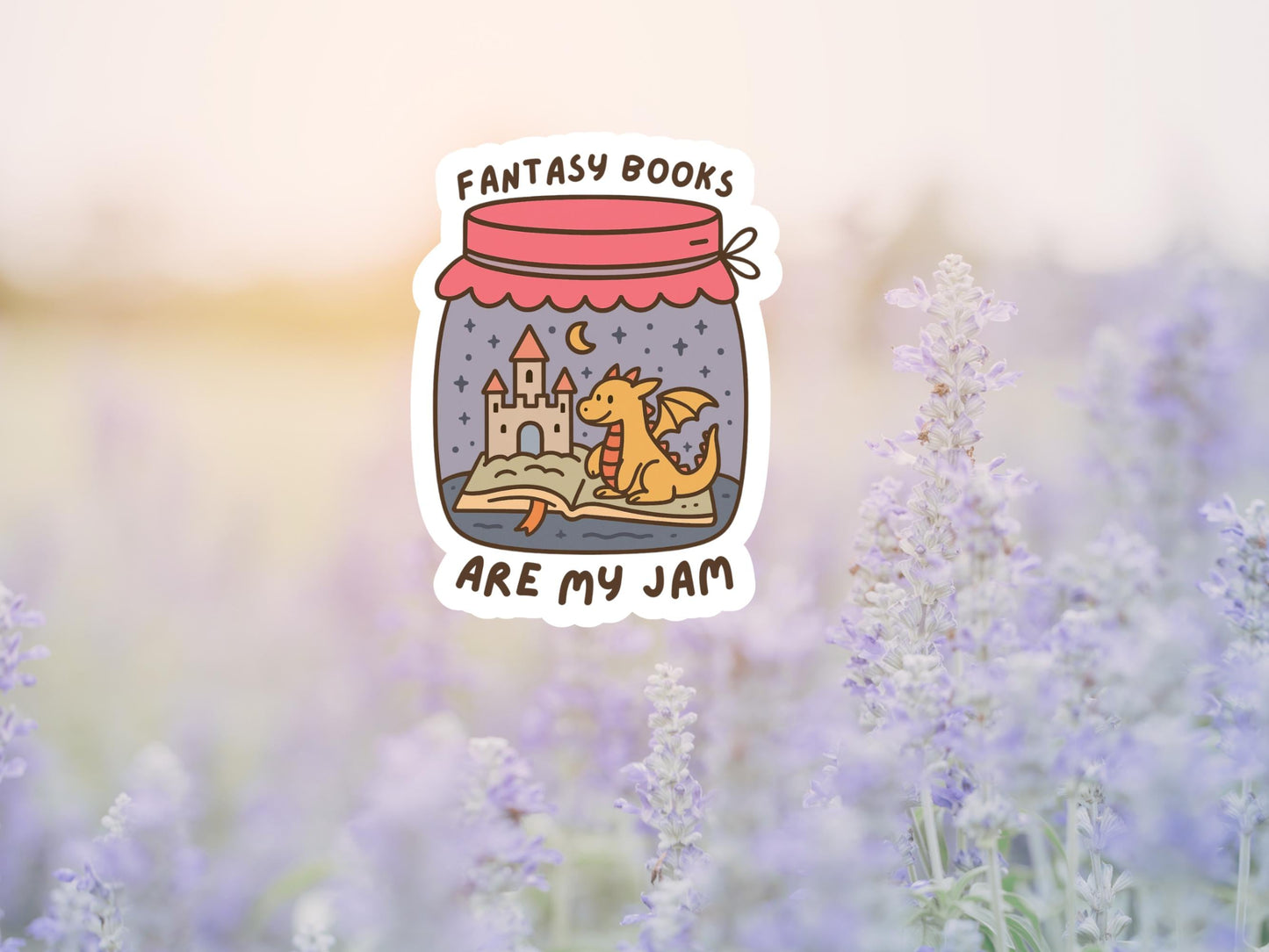 Fantasy Books Are My Jam Dragon And Castle Sticker