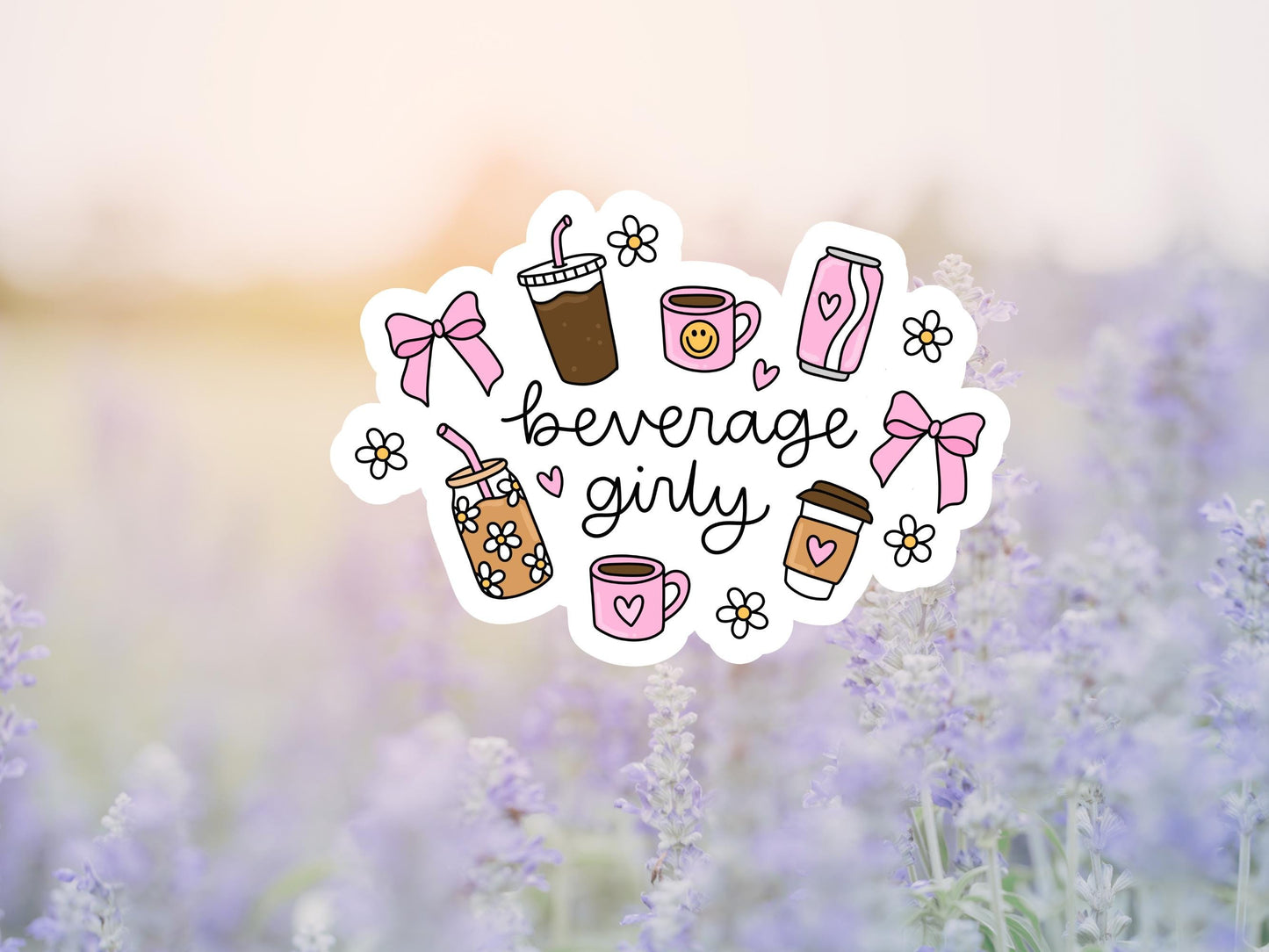 Pink Beverage Girly Sticker