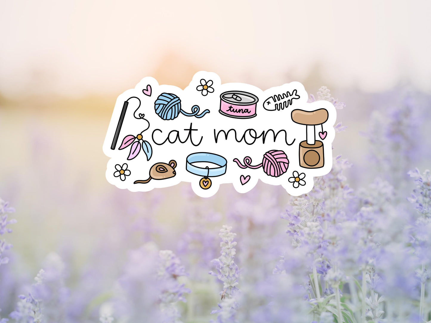 Girly Cat Mom Sticker